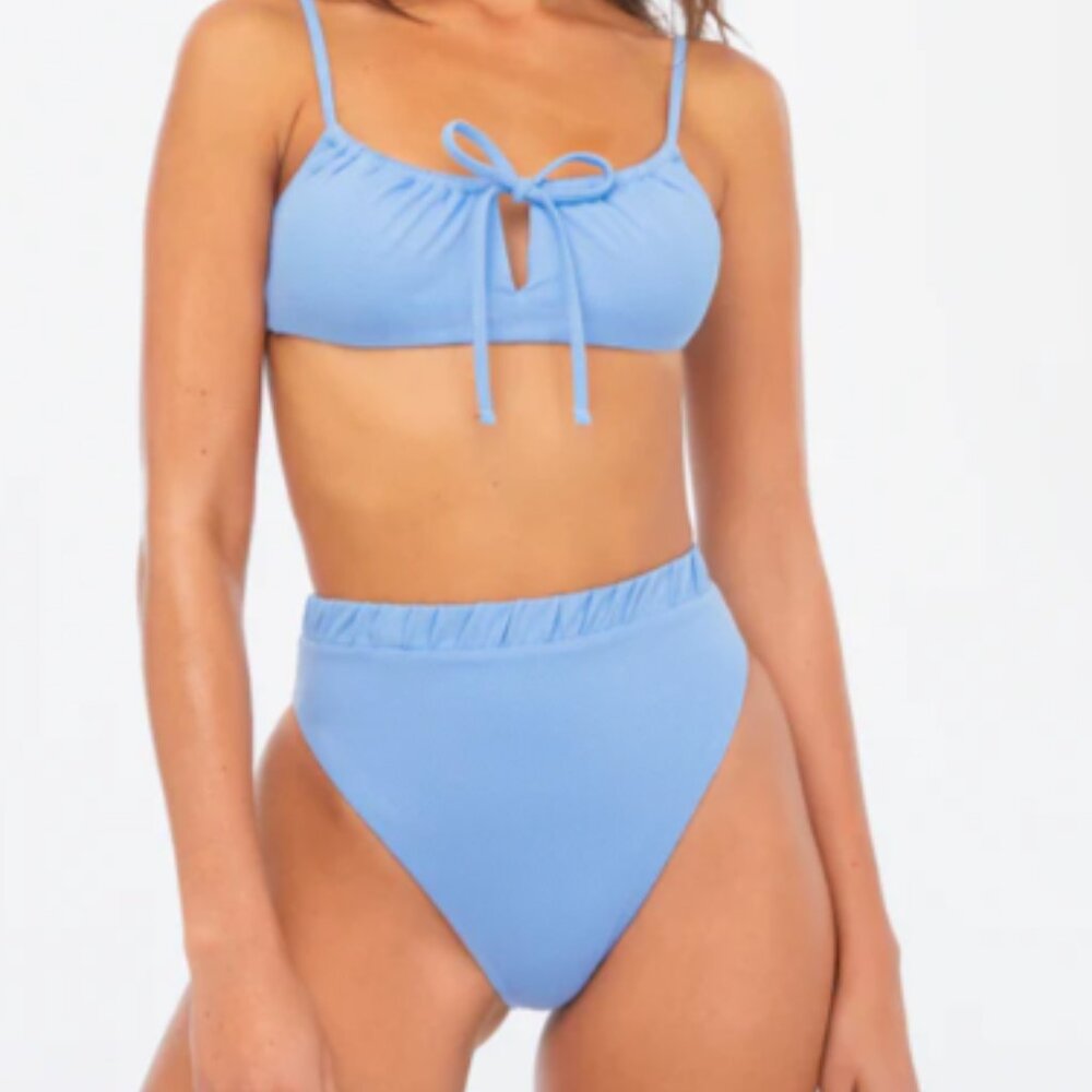 VAI Swim Margot Top + Posey Bottom in Textured Bluebell - XS